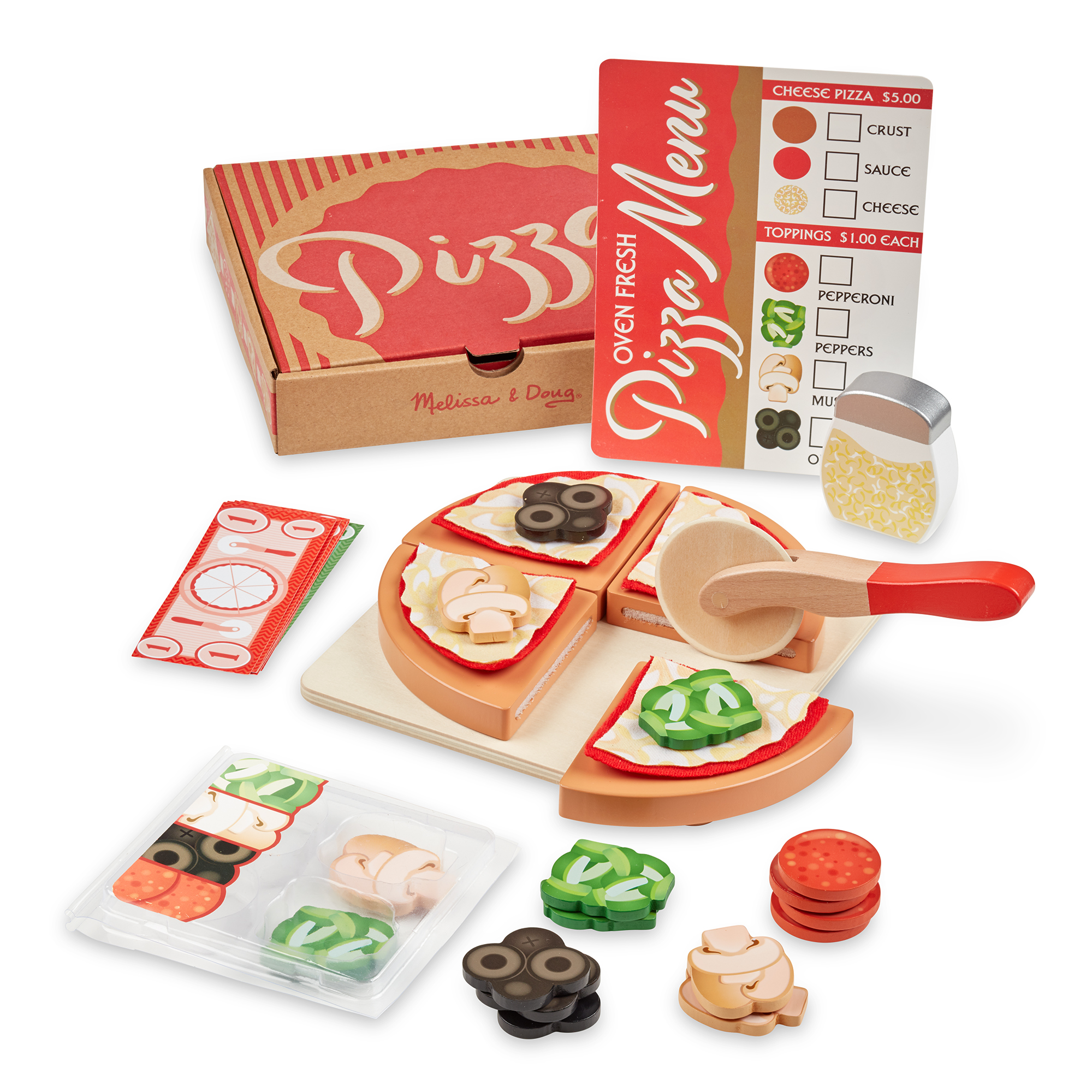  Melissa & Doug Wooden Pizza Play Food Set With 36