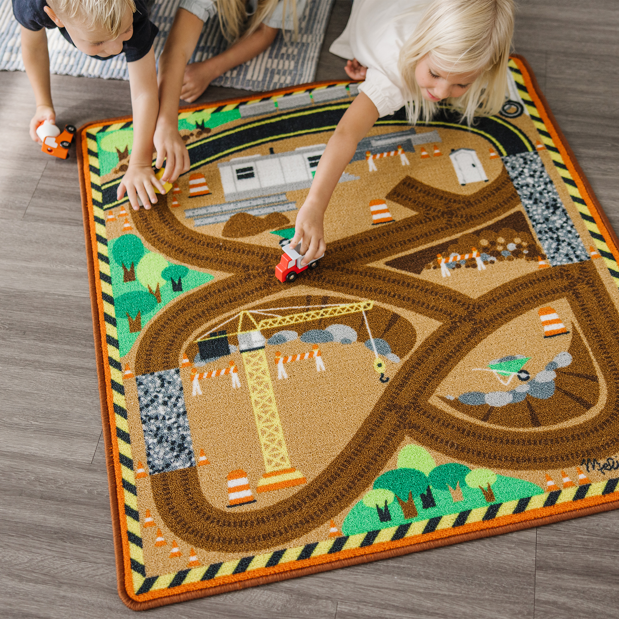 Product: Round the Construction Zone Work Site Rug