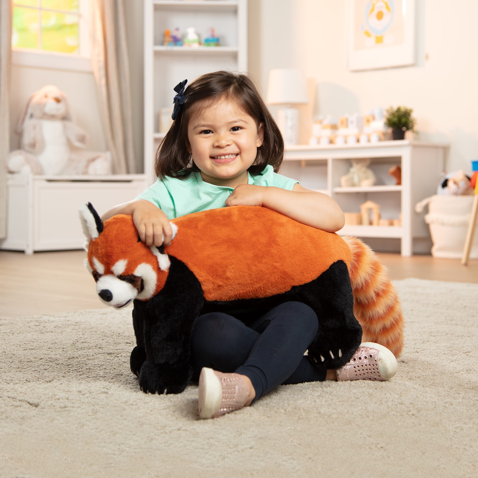 Giant red shop panda plush