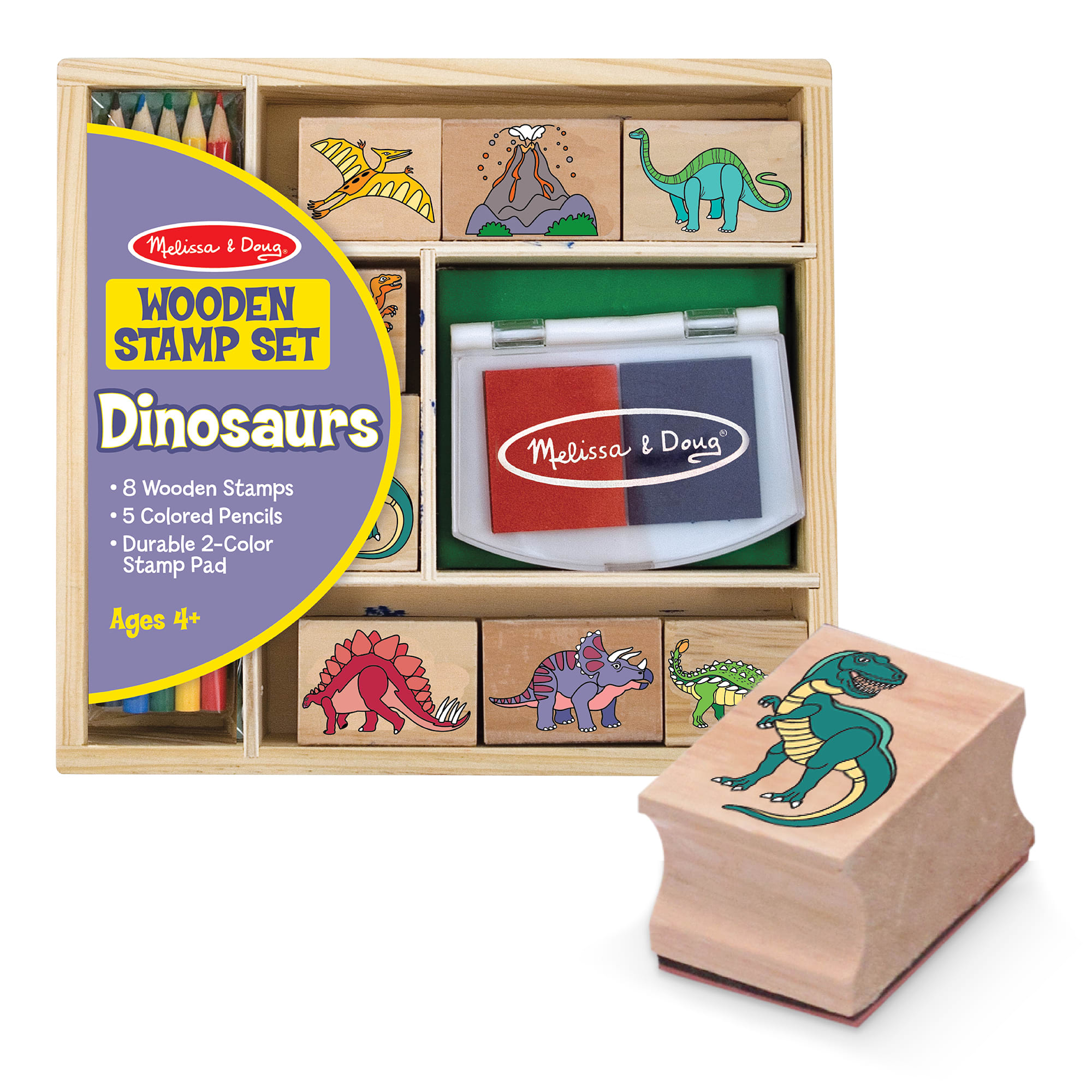 Dinosaur Stampers Theme Self-Ink Stamps for Kids, Crafts Party Favors,  Assorted, 1.4 Inch Stamp (6-Pack)